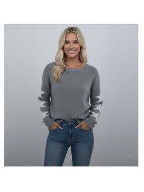 Star Pattern Drop Shoulder Sweater Gray
